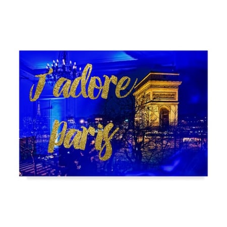 Philippe Hugonnard 'Jadore Paris Arc De Triomphe By Night' Canvas Art,16x24